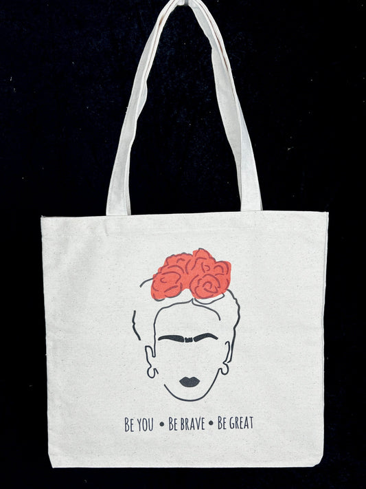 Sustainable cotton bag in Frida Kahlo style