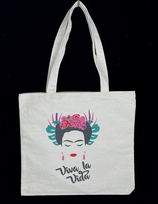 Sustainable cotton bag in Frida Kahlo style