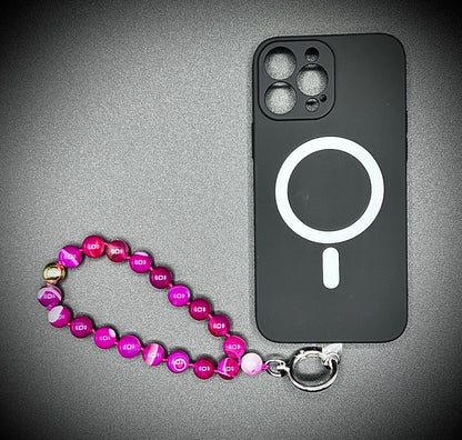 Cell phone chain, short keychain ¨Fuchsia Agate¨