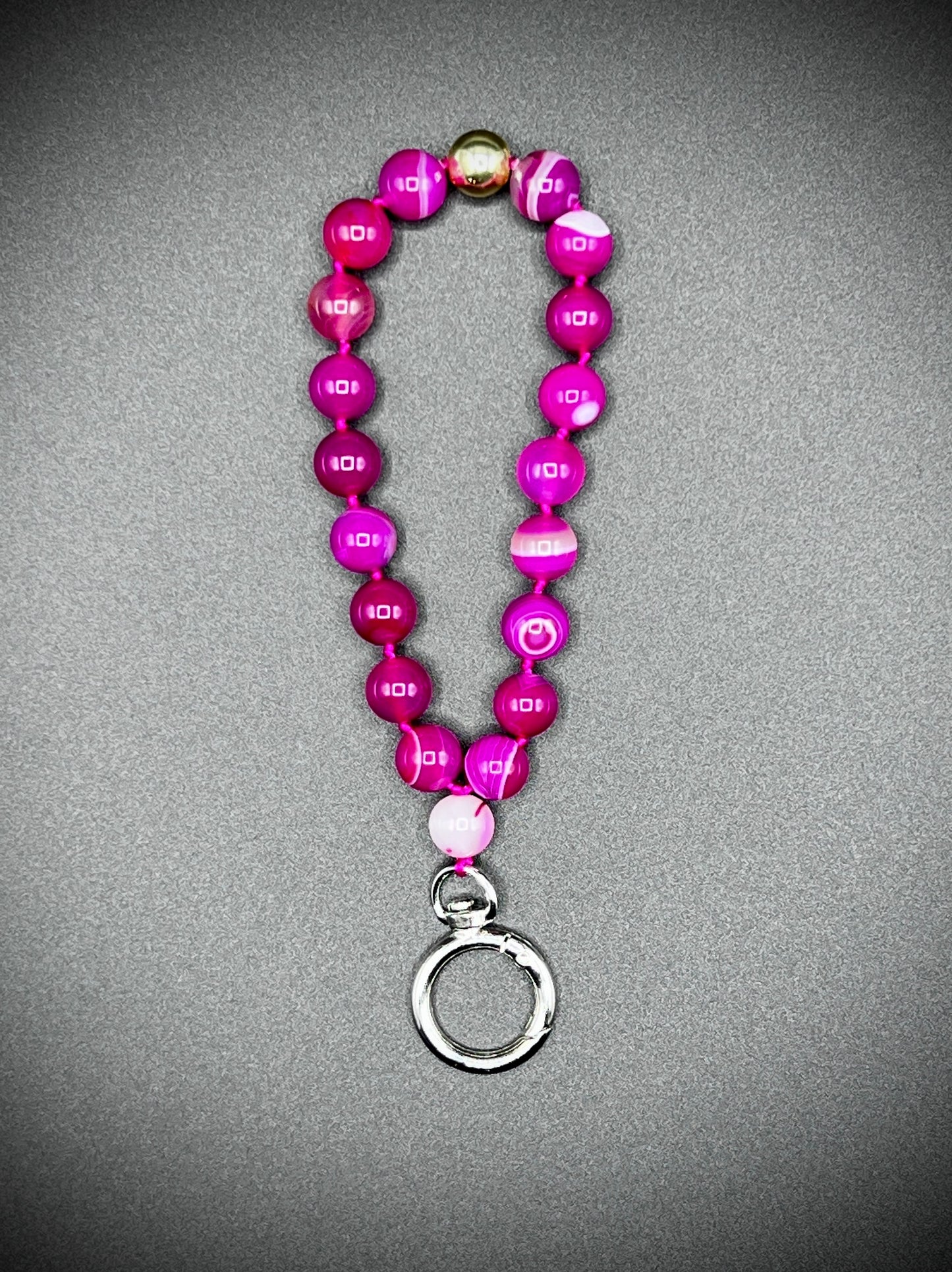 Cell phone chain, short keychain ¨Fuchsia Agate¨