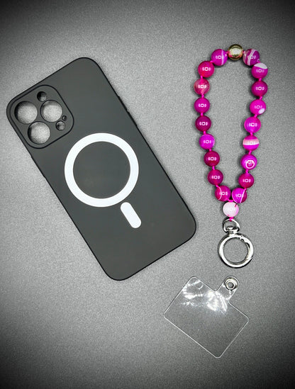 Cell phone chain, short keychain ¨Fuchsia Agate¨