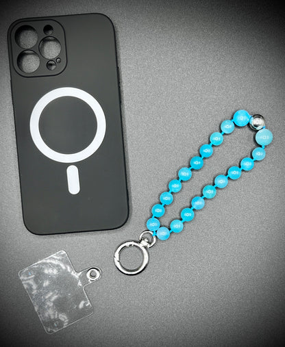 Cell phone chain, short/keychain ¨Aemazonite¨Handmade in Peru