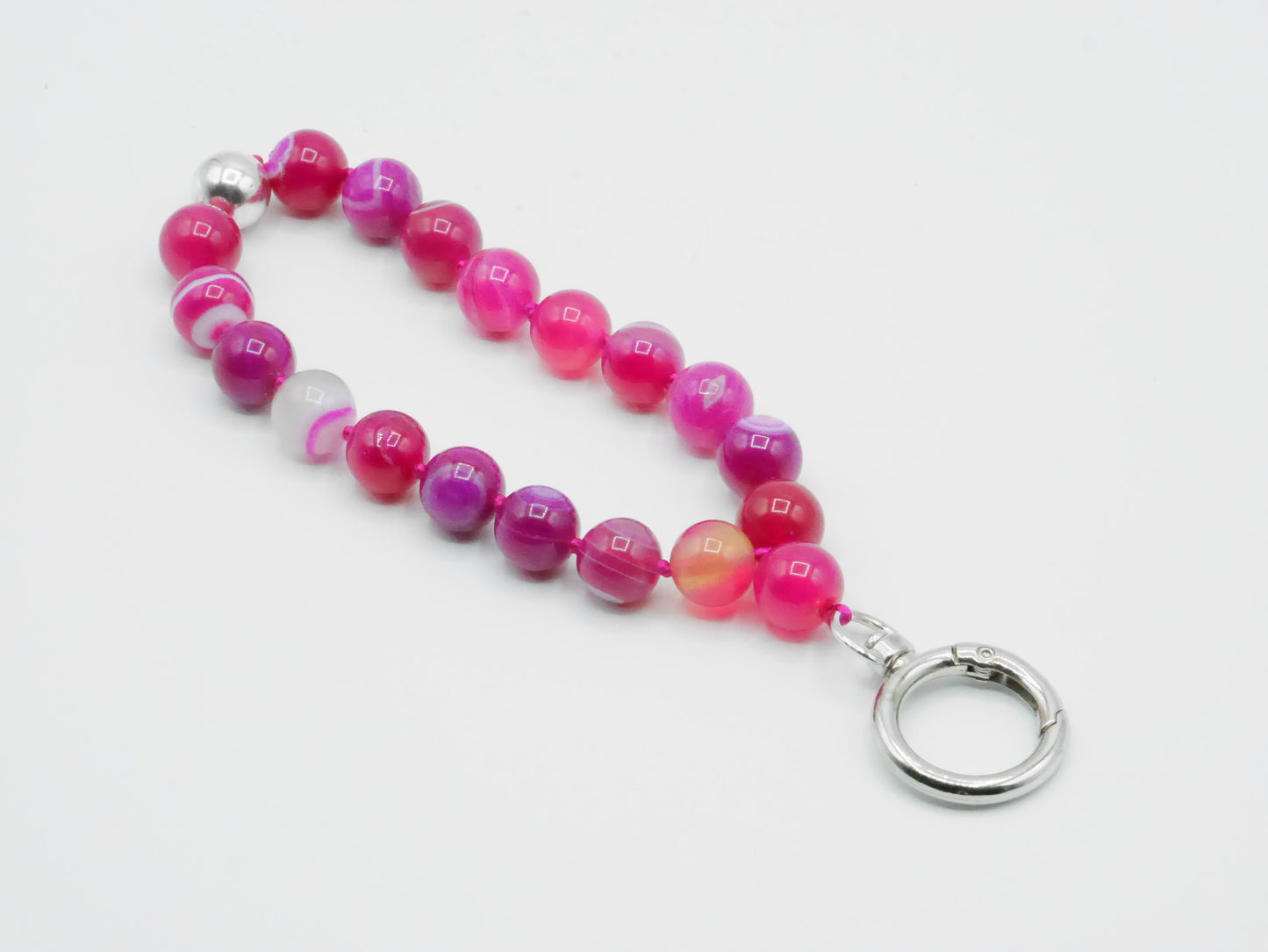 Cell phone chain, short keychain ¨Fuchsia Agate¨