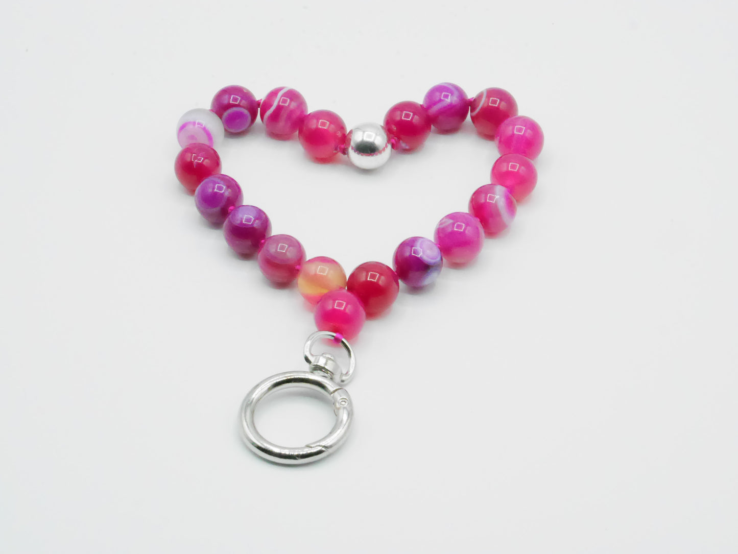 Cell phone chain, short keychain ¨Fuchsia Agate¨