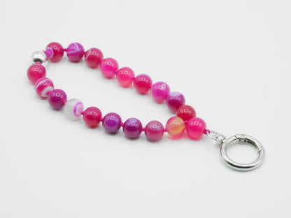 Cell phone chain, short keychain ¨Fuchsia Agate¨