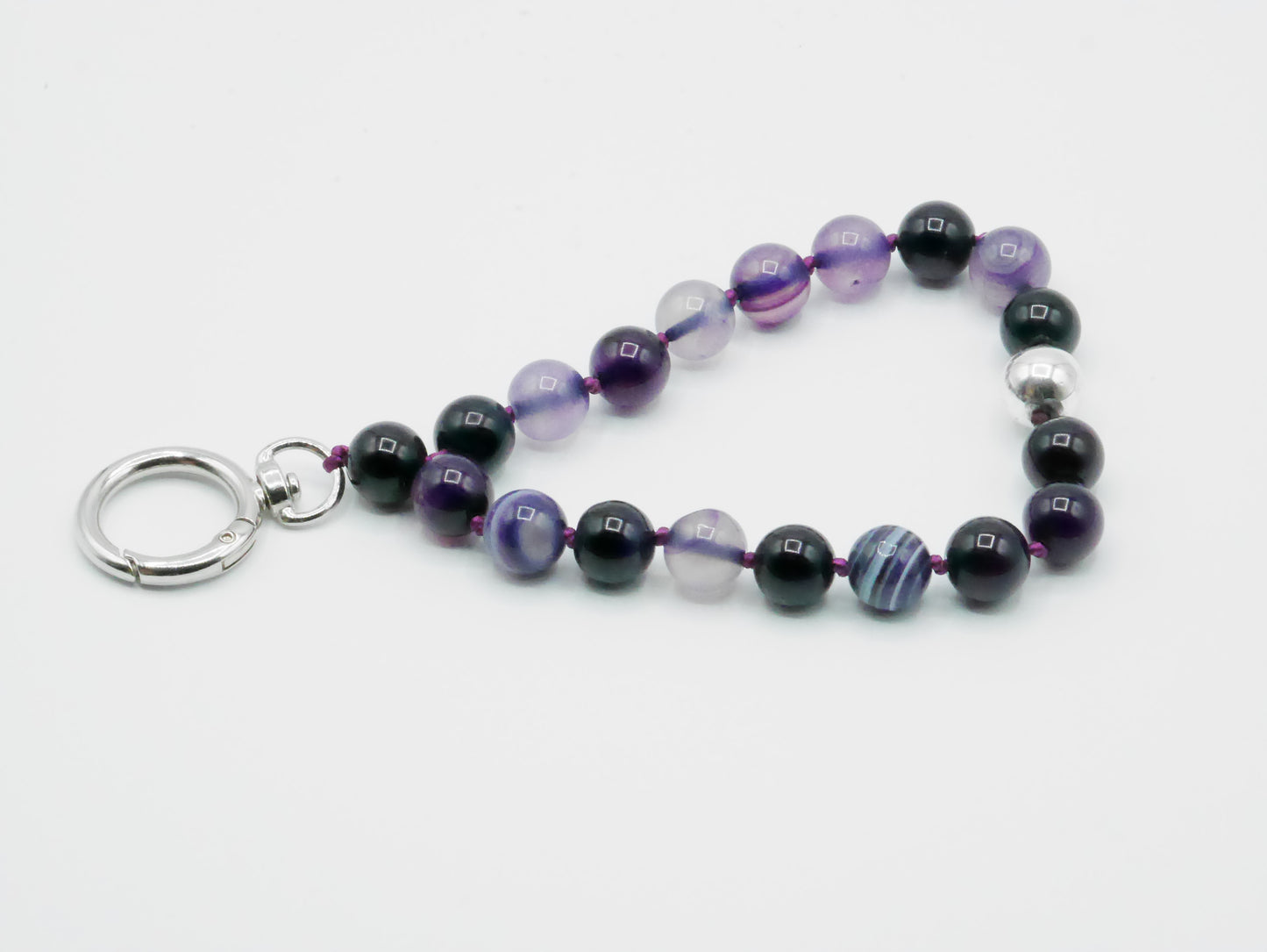 Mobile phone chain, short/key ring ¨semi-precious stone agate¨