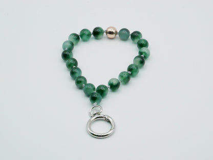 Cell phone chain, short/keychain ¨Translucent Green Chalcedony¨