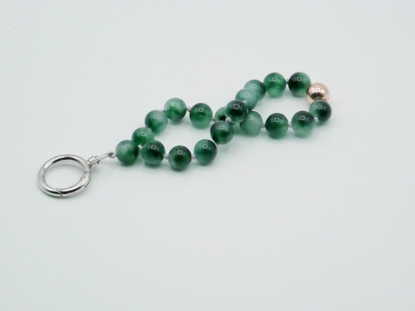 Cell phone chain, short/keychain ¨Translucent Green Chalcedony¨